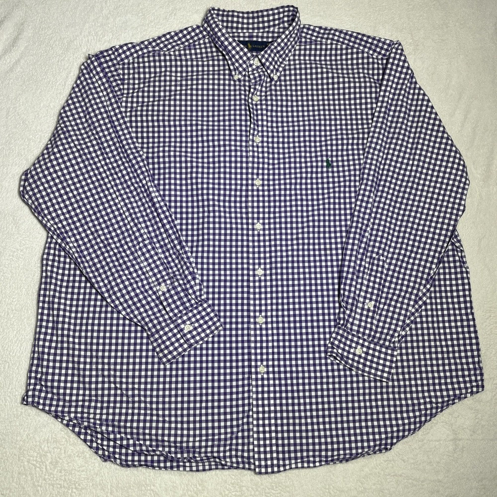 Ralph Lauren Shirt Mens 3XB Purple Gingham Classic Fit Button Down Big Tall
